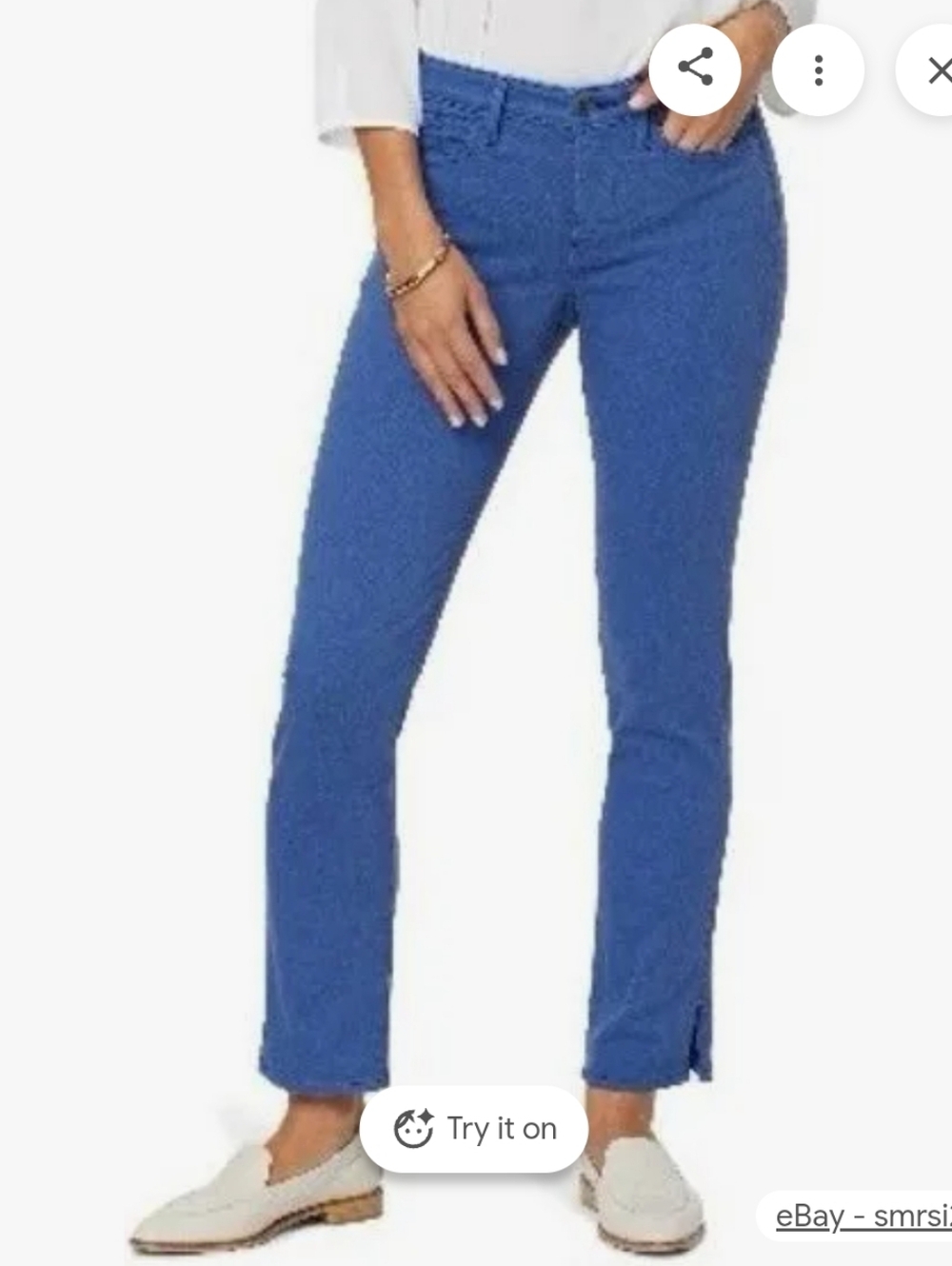NYDJ Slim Ankle Jeans in Royal Blue with Ankle Slit Size 6 Lift And Tuck